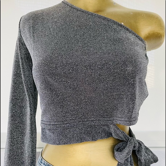 NWT Silver Shimmer UNI SLEEVE With TIES at SIDE Medium - Picture 6 of 12